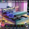 Lit Coffre 160x200 cm Velours Gris, LED, Charge USB, Voir les images du produit 5