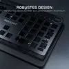 A close-up view of a black mechanical keyboard with the keycaps removed, showing the internal structure and the Roccat logo. Produktbild-Vorschau