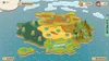 A cartoon-style map of islands with locked levels, representing a game world. Produktbild-Vorschau