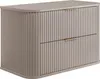 A beige matte washbasin cabinet with two drawers and gold handles. Anteprima dell’immagine prodotto