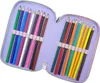 An open pencil case with colored pencils arranged in two rows. Voir les images du produit