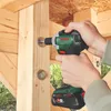 A person is using a Bosch cordless impact driver to screw a bolt into a wooden structure. Podgląd zdjęcia produktu