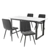 A dining table set with four chairs, presented on a white background. Produktbild-Vorschau