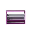 A purple shoe cabinet with two gray shelves. Voir les images du produit