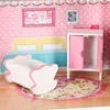 Maison de poupées en bois MDF + meuble 70cm rose LED Voir les images du produit 13