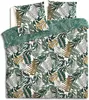 A folded duvet cover with a tropical leaf pattern. Produktbild-Vorschau
