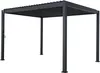A dark gray metal pergola with a slatted roof, shown from a front-diagonal angle against a white background. Produktbild-Vorschau