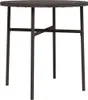 A brown poly rattan side table with four legs and a cross-brace support. Produktbild-Vorschau