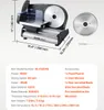 A slicer machine with dimensions and specifications displayed. Náhled obrázku produktu