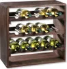 A wooden wine rack filled with bottles of white wine. Anteprima dell’immagine prodotto