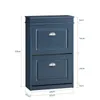 A blue shoe cabinet with dimensions indicated by measurement lines and text. Náhľad obrázku produktu