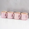 4er Set Steingut Becher 350ml Tasse Rosa Kaffeetassen Produktbild-Vorschau 4