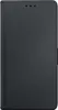 A black flip case for a smartphone is shown closed. Náhled obrázku produktu