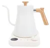 A white electric gooseneck kettle with a wooden handle and lid sits on its charging base. Náhľad obrázku produktu