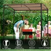 A family is having a barbecue under a grill pavilion in a backyard. Podgląd zdjęcia produktu