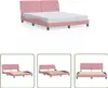 The Living Store Bettgestell mit Kopfteil Rosa 160x200 cm Produktbild-Vorschau 1