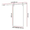 A diagram showing the dimensions of a sliding door system. Produktbild-Vorschau