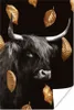 MuchoWow® Poster Schottisches Hochlandrind - Gold - Blätter Produktbild-Vorschau 1