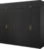 Kleiderschrank, Drehtürenschrank Schwarz mit Ablageflächen und Kleiderstangen Breite 250 cm Produktbild-Vorschau