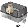 Katzentoilette Katzenklo Edelstahl xxl, Halb-Offen Produktbild-Vorschau 1