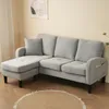 L-förmiges Ecksofa mit Chaiselongue, 3-Sitzer-Leinensofa Produktbild-Vorschau 1
