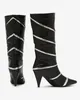 Schwarz-silberne Damenstiefel mit Stöckelabsatz und Produktbild-Vorschau 7
