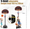 KOMFOTTEU Basketballständer höhenverstellbar 155–210 cm, Produktbild-Vorschau 3