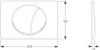 Technical drawing with dimensions of a toilet flush plate. Náhled obrázku produktu