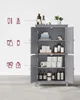 A gray cabinet filled with various bathroom products and toilet paper. Produktbild-Vorschau