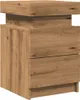 A wooden nightstand with two drawers and a unique layered top. Podgląd zdjęcia produktu