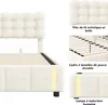 ProximaX Beiges Samt - Polsterbett 160x200 cm mit LED - Produktbild-Vorschau 8
