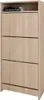 A tall, narrow shoe cabinet with three flip-down doors and a small shelf at the top. Náhľad obrázku produktu
