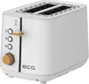 A white ECG toaster with wooden accents. Voir les images du produit