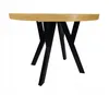 A round wooden table with black legs on a white background. Náhled obrázku produktu
