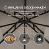 Close-up view of the underside of a canopy structure, highlighting an integrated hook for hanging decorations and showing examples of hanging items. Náhled obrázku produktu