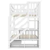 A white wooden bunk bed with stairs and storage compartments, shown from the side. Náhľad obrázku produktu