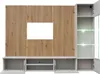 A modern living room wall unit with wooden paneling and integrated lighting. Anteprima dell’immagine prodotto