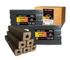 A product shot of firewood briquettes, with packaging and loose briquettes. Produktbild-Vorschau