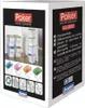 The image shows the packaging of a set of four BAMA Poker waste bins, each with a different colored lid. Náhľad obrázku produktu