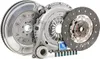 A clutch kit, including a flywheel, clutch disc, pressure plate, and release bearing, is displayed against a white background. Produktbild-Vorschau