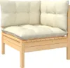 vidaXL 7-tlg. Garten-Lounge-Set mit Creme Kissen Massivholz Produktbild-Vorschau 4