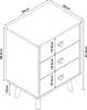 A line drawing of a white and pink children's dresser with dimensions indicated. Náhľad obrázku produktu