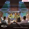 A family watching a soccer game on TV, with Dolby Atmos sound visualization. Voir les images du produit