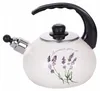 A cream-colored kettle with a lavender design and a black handle is shown against a white background. Produktbild-Vorschau