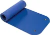 A blue yoga mat is partially unrolled on a white background. Produktbild-Vorschau