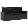 vidaXL 3-tlg. Garten-Sofagarnitur mit Kissen Schwarz Poly Produktbild-Vorschau 1