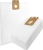 A stack of white vacuum cleaner bags with brown cardboard attachments, and one separate bag to the left. Produktbild-Vorschau