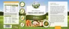 A collage of product information and imagery for dog food, set against a grassy field background. Produktbild-Vorschau