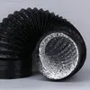 A black flexible ventilation hose with a silver interior lining, coiled and presented against a light gray background. Produktbild-Vorschau