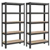 Two identical black metal shelving units with wooden shelves are shown against a white background. Produktbild-Vorschau